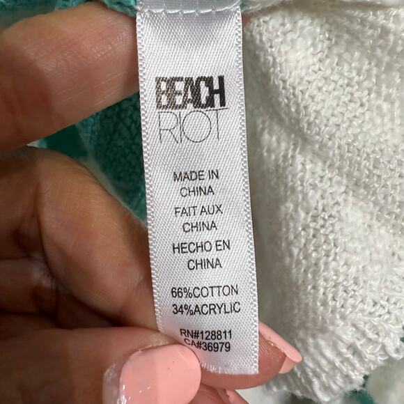 Beach Riot Green Striped Ava Waterfall Oversized Sweater Sz S - Picture 6 of 13